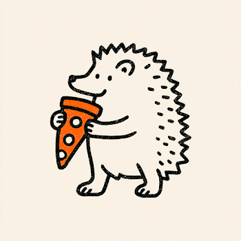 Vintage Hedgehog Mascot with Pizza Slice