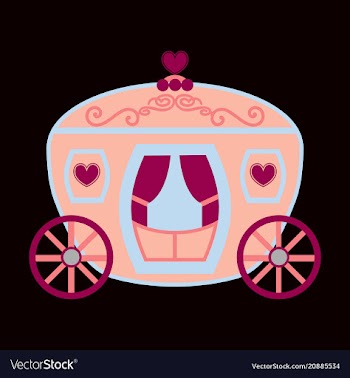 Vintage horse carriage with florid ornament and vector image