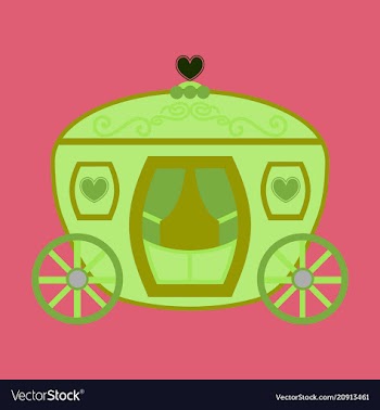 Vintage horse carriage with florid ornament and vector image