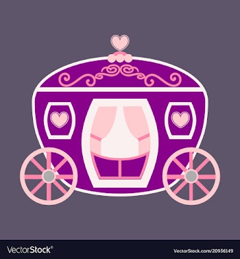 Vintage horse carriage with florid ornament and vector image