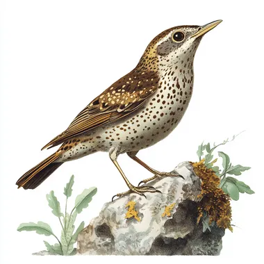 Vintage Illustration of a Speckled Brown Bird Vintage Illustration of a Speckled Brown Bird