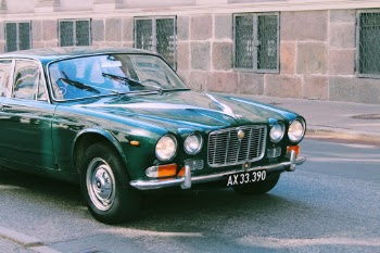 vintage jaguar on the streets of copenhagen, denmark