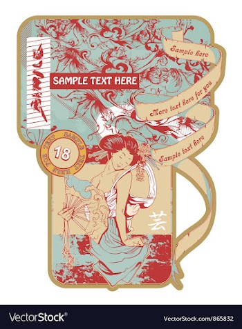 Vintage japanese label vector image