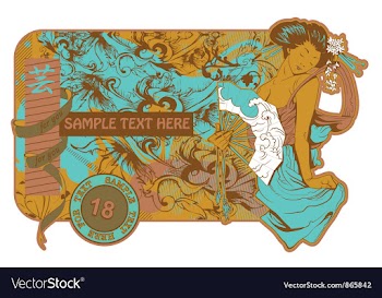 Vintage japanese label vector image