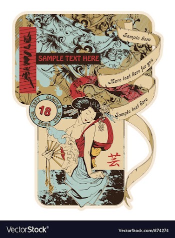 Vintage japanese label vector image