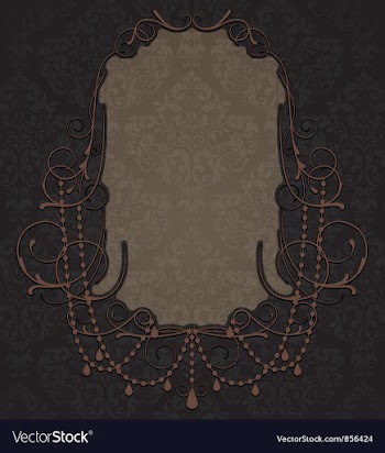 Vintage label with damask background vector image
