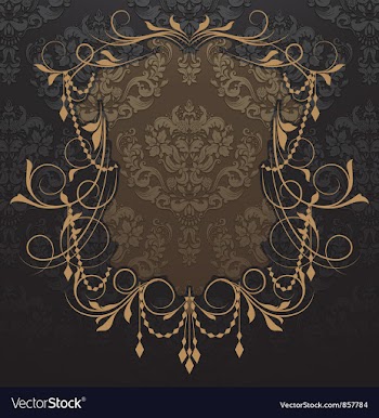 Vintage label with damask background vector image