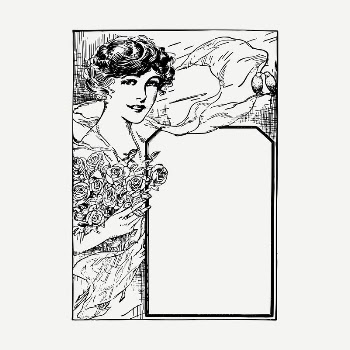Vintage lady card drawing, illustration | Free PSD - rawpixel