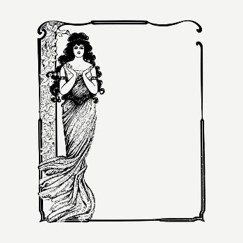 Vintage lady frame drawing, illustration | Free PSD - rawpixel