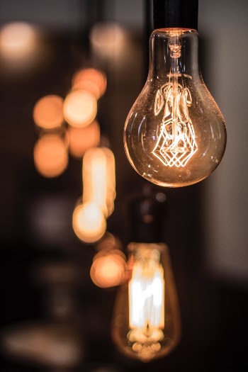 Vintage lightbulb inside a coffee shop in Mexico City.