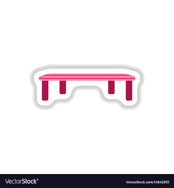 Vintage locker room bench in paper sticker style vector image