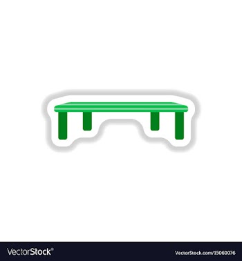Vintage locker room bench in paper sticker style vector image