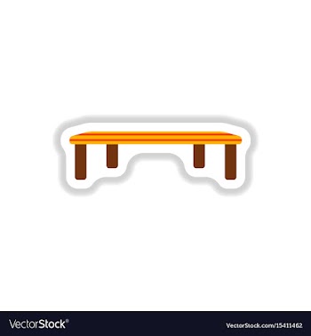 Vintage locker room bench in paper sticker style vector image
