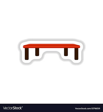 Vintage locker room bench in paper sticker style vector image