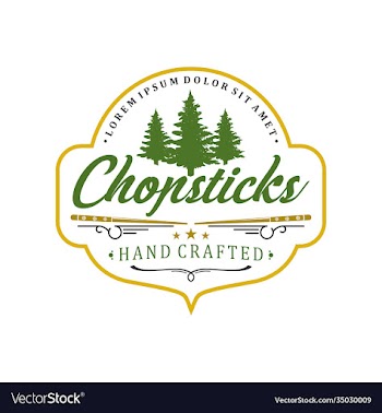 vintage logo for traditional wooden chopstick