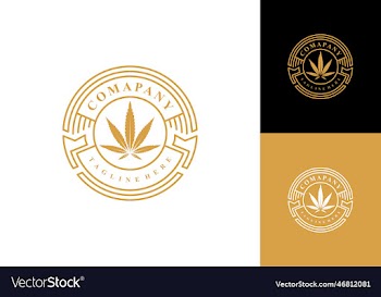 vintage luxury cbd cannabis marijuana leaf logo