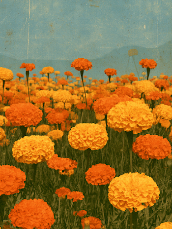 Vintage Marigold Field Poster