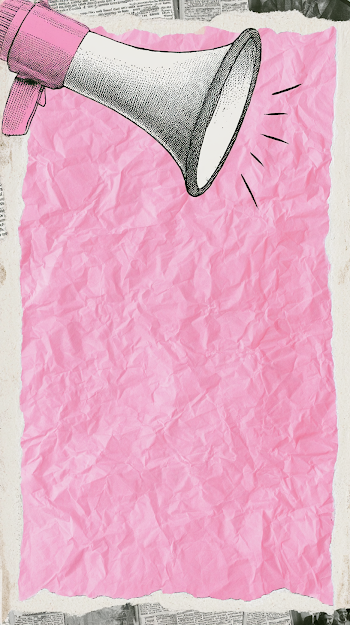 Vintage Megaphone Collage on Pastel Pink Background