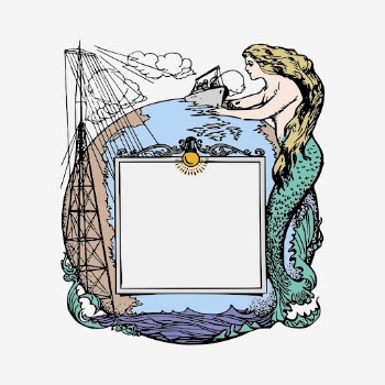Vintage mermaid frame hand drawn | Free Photo - rawpixel