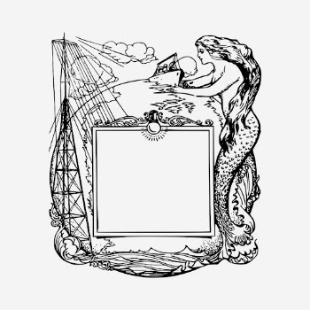 Vintage mermaid frame hand drawn | Free Photo - rawpixel