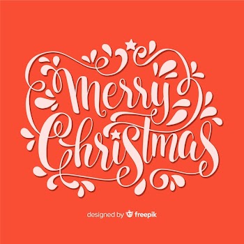Vintage merry christmas lettering Free Vector