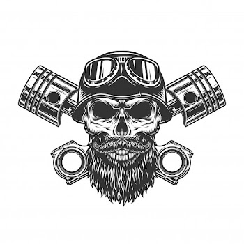 Vintage monochrome biker skull Free Vector