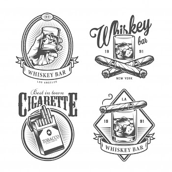 Vintage monochrome gentleman club labels Free Vector