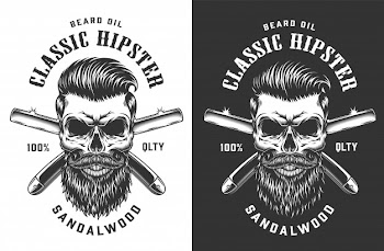 Vintage monochrome hipster skull label Free Vector