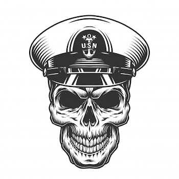 Vintage monochrome military skull Free Vector