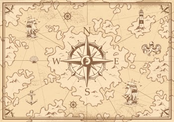 Vintage monochrome treasure map Free Vector
