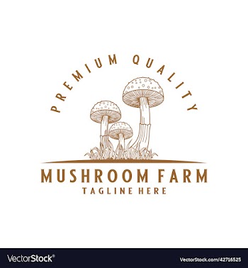 vintage mushroom logo design with line art