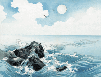 Vintage ocean wave at Kojima | Free Photo Illustration - rawpixel