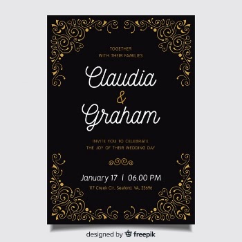 Vintage ornamental wedding invitation template Free Vector