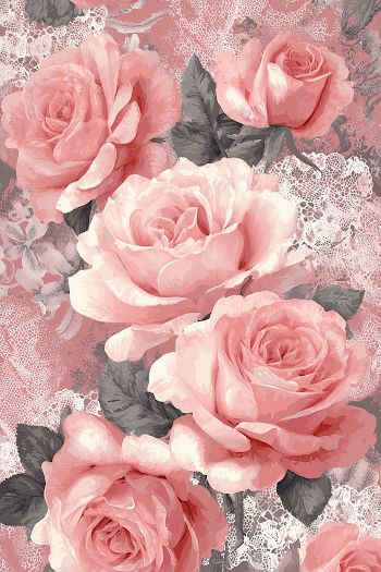 Vintage Pale Pink Roses Seamless Pattern