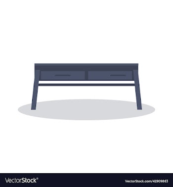 vintage pc desk table isolated on white background