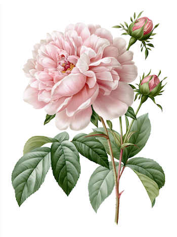 Vintage Peony Rose Illustration