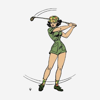 Vintage pinup golfer hand drawn | Free Photo - rawpixel