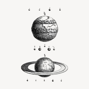 Vintage planets hand drawn clipart, | Free Vector Illustration - rawpixel