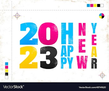 vintage poster with 2023 in cmyk style retro