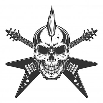 Vintage punk rock star skull Free Vector