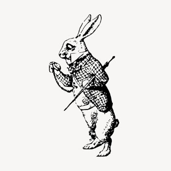 Vintage rabbit with pocket clock, | Free Vector Illustration - rawpixel