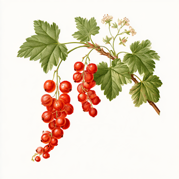 Vintage Red Currant Botanical Illustration