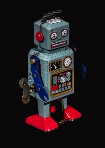 Vintage Robot Black Background Portrait