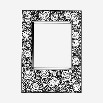Vintage rose frame drawing, black | Free Photo - rawpixel