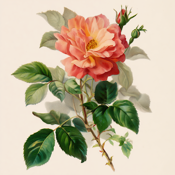 Vintage Rose Illustration from an Old Encyclopedia