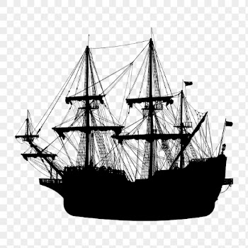 Vintage sailing ship png silhouette, | Free PNG - rawpixel