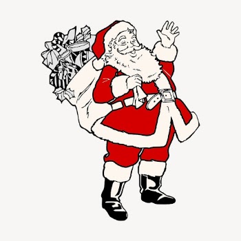 Vintage Santa clipart, present bag | Free Vector - rawpixel