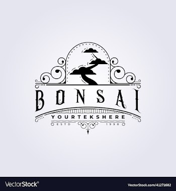 vintage silhouette bonsai tree logo retro