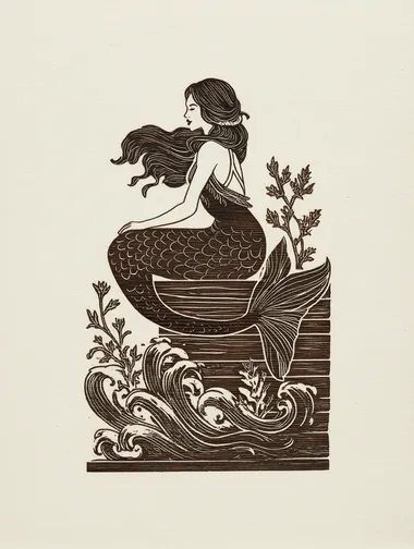 Vintage Siren Line Art Illustration Vintage Siren Line Art Illustration