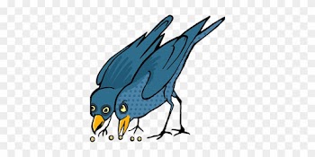 Vintage Sketch Cartoon Animal Nature Polka - Bird Pecking Clipart